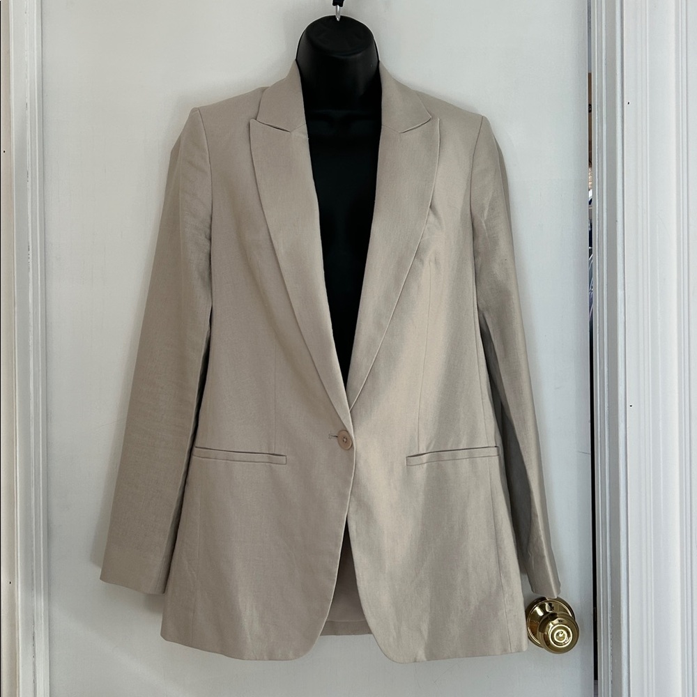 Express Light Tan Linen Blazer XS
